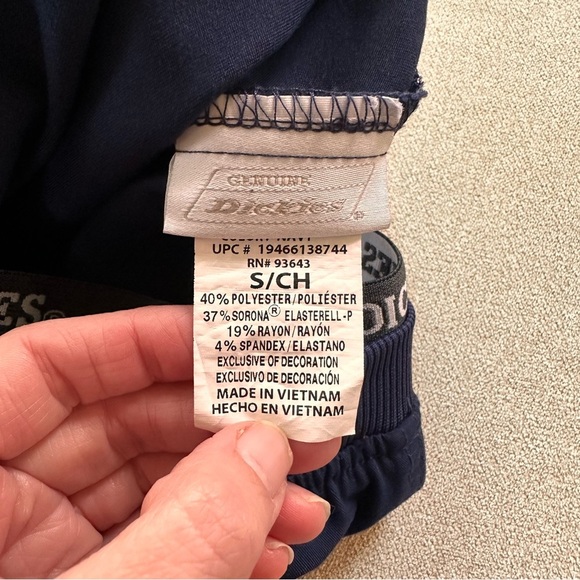 Dickies Elastic Waist Ankle Zip Scrub Pants. Navy. Small. - Picture 7 of 10